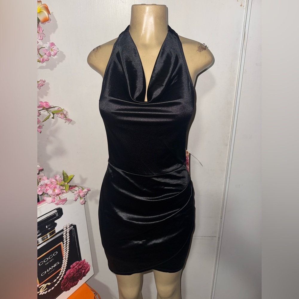 Emerald Sundae Black Halter Bodycon Dress - Picture 8 of 9